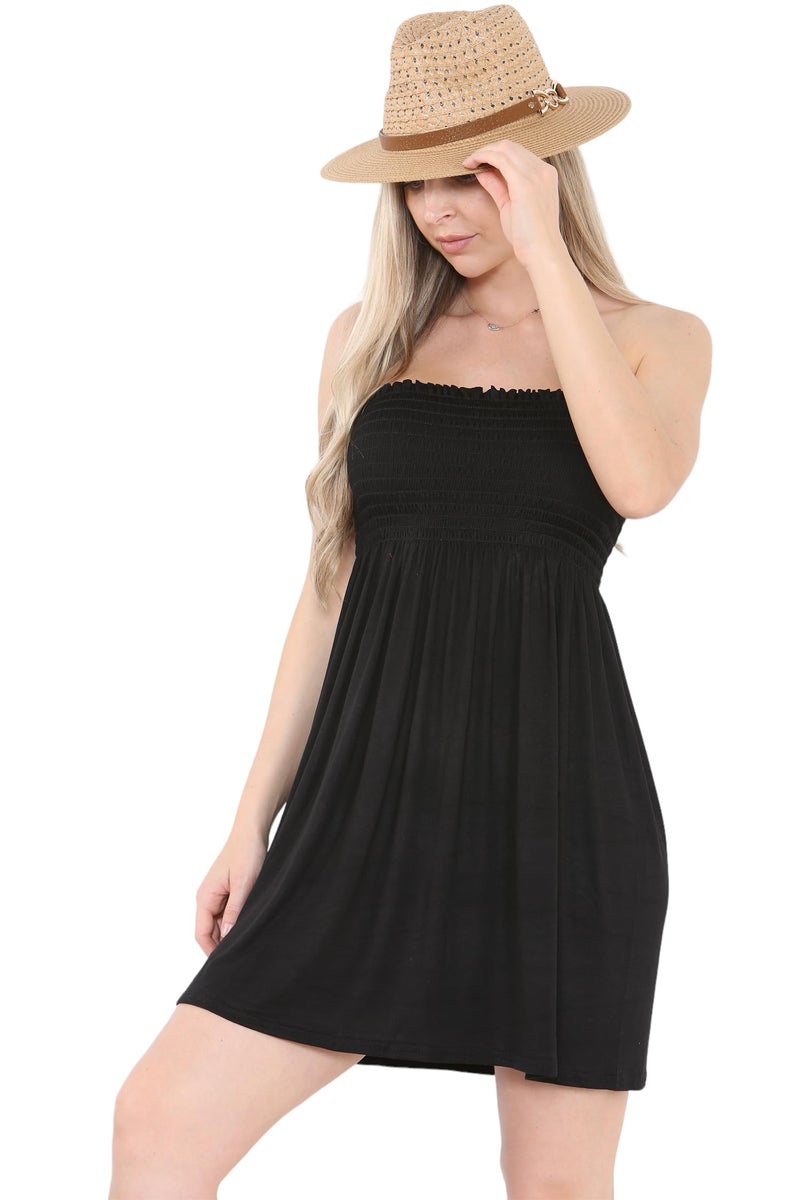Loxdonz Women's Sun Strapless Tube Short Dress Summer Dresses Casual Mini Beach Cover Up (Small, White) - Image 1